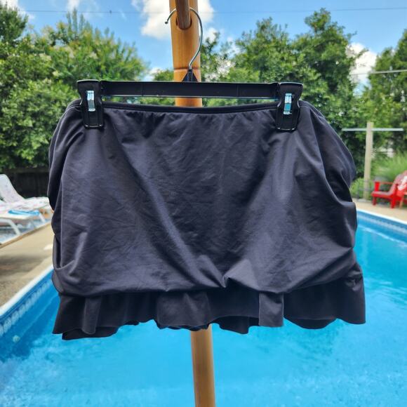 Apt 9 $43 Size 3X Black Ruffled Skirted Skirtini Swimsuit Swim Skirt Bottom - Picture 2 of 9